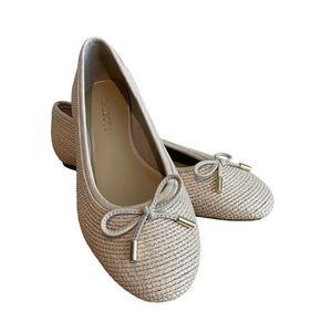 Talbots The Olympia Woven Raffia Bow Ballet Flats 8